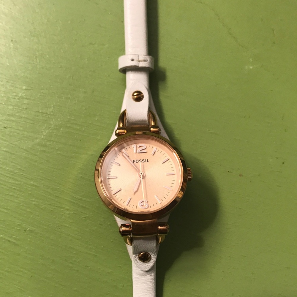 Fossil rose gold and white watch
